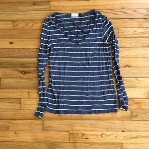 Women’s S Striped Cross-Necked Long Sleeve